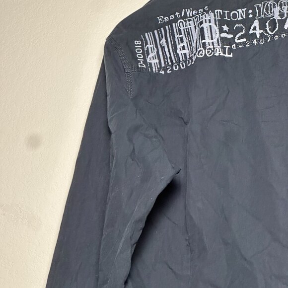 Y2K DKNY Jeans Button Up Dress Shirt Men XL Punk Band Retro Distress Black 2000s - Picture 3 of 15